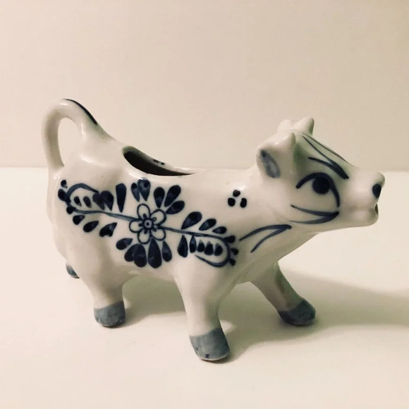 Vintage Delft Blue Colour Cow Creamer Pitcher Hand Painted  Holland - Picture 3 of 16